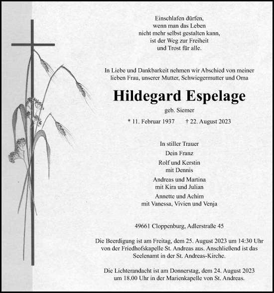 Anzeige von Hildegard Espelage von OM-Medien