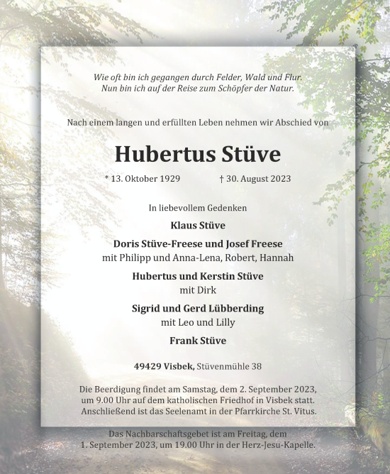 Anzeige von Hubertus Stüve von OM-Medien