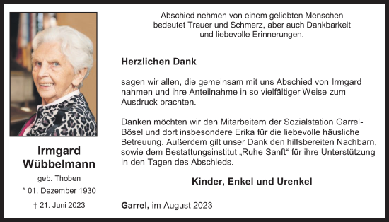 Anzeige von Irmgard Wübbelmann von OM-Medien