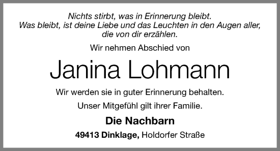 Anzeige von Janina Lohmann von OM-Medien