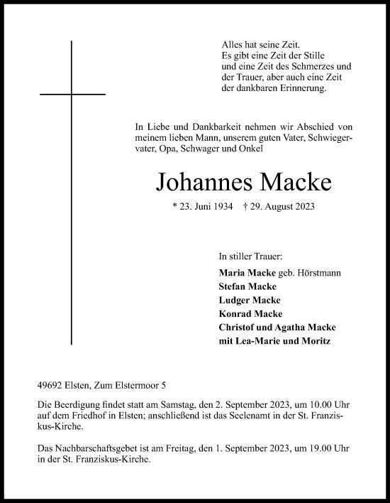 Anzeige von Johannes Macke von OM-Medien