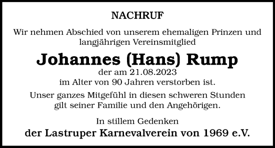 Anzeige von Johannes Rump von OM-Medien