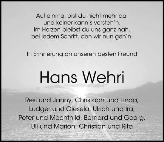 Anzeige von Johannes Wehri von OM-Medien