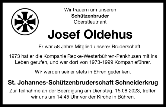 Anzeige von Josef Oldehus von OM-Medien