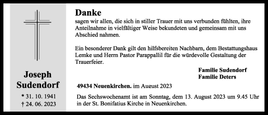 Anzeige von Joseph Sudendorf von OM-Medien