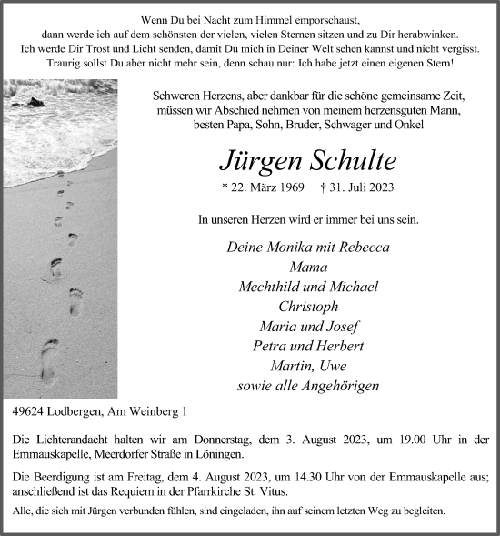 Anzeige von Jürgen Schulte von OM-Medien