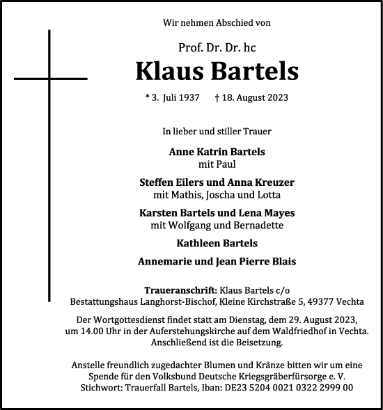 Anzeige von Klaus Bartels von OM-Medien