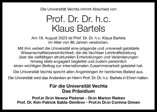 Anzeige von Klaus Bartels von OM-Medien