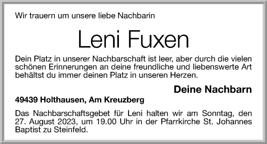 Anzeige von Magdalena Fuxen von OM-Medien