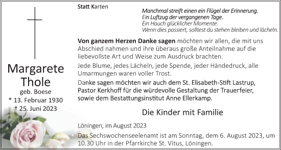 Anzeige von Margarete Thole von OM-Medien