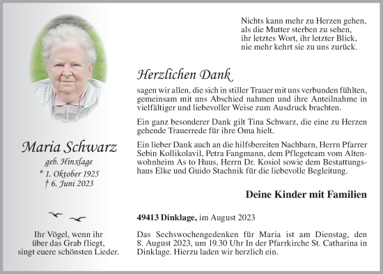 Anzeige von Maria Schwarz von OM-Medien