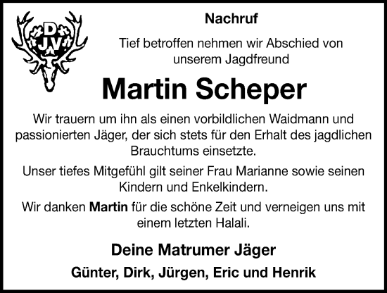 Anzeige von Martin Scheper von OM-Medien