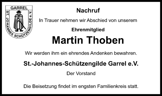 Anzeige von Martin Thoben von OM-Medien