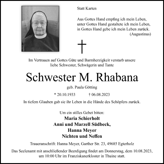 Anzeige von Paula Götting von OM-Medien