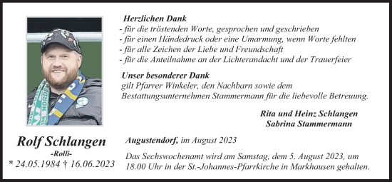 Anzeige von Rolf Schlangen von OM-Medien