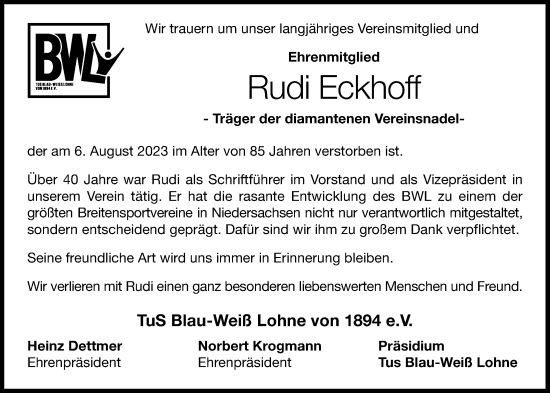 Anzeige von Rudi Eckhoff von OM-Medien