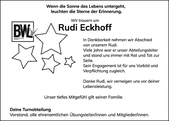 Anzeige von Rudi Eckhoff von OM-Medien