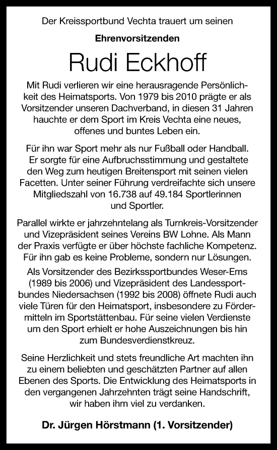 Anzeige von Rudi Eckhoff von OM-Medien