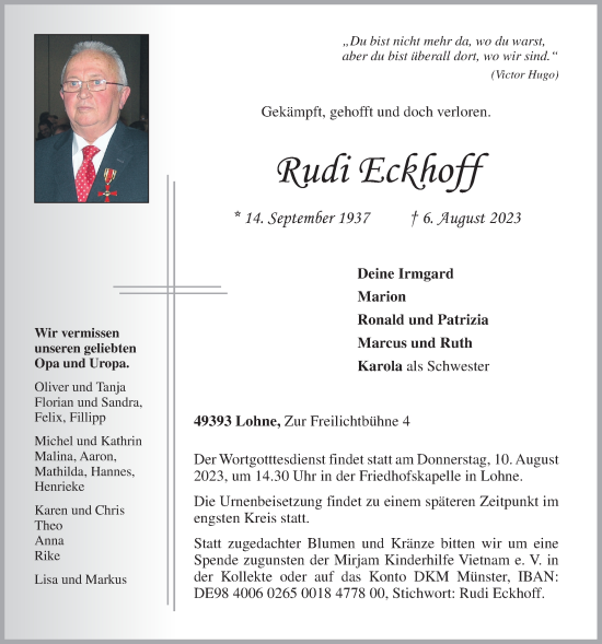 Anzeige von Rudi Eckhoff von OM-Medien
