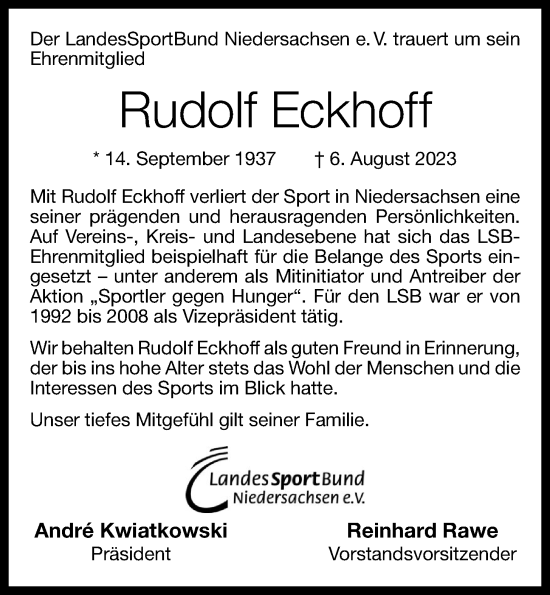 Anzeige von Rudolf Eckhoff von OM-Medien