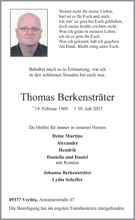 Anzeige von Thomas Berkensträter von OM-Medien