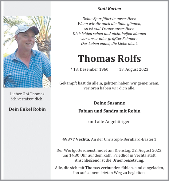 Anzeige von Thomas Rolfs von OM-Medien