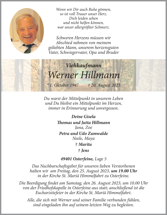 Anzeige von Werner Hillmann von OM-Medien