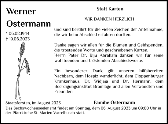 Anzeige von Werner Ostermann von OM-Medien