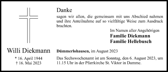 Anzeige von Willi Diekmann von OM-Medien