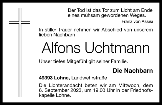 Anzeige von Alfons Uchtmann von OM-Medien