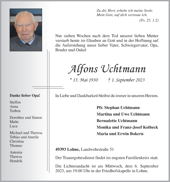 Anzeige von Alfons Uchtmann von OM-Medien