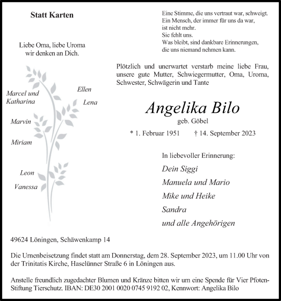 Anzeige von Angelika   Bilo von OM-Medien