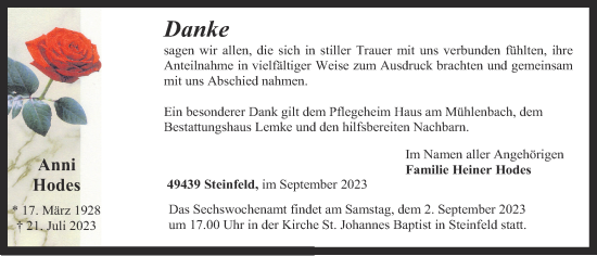 Anzeige von Anni Hodes von OM-Medien