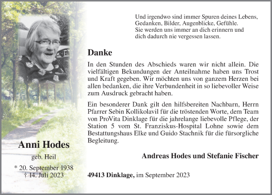 Anzeige von Anni Hodes von OM-Medien