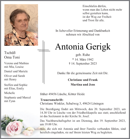 Anzeige von Antonia Gerigk von OM-Medien