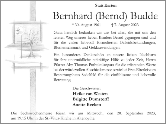 Anzeige von Bernhard Budde von OM-Medien