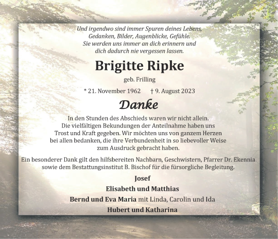 Anzeige von Brigitte Ripke von OM-Medien
