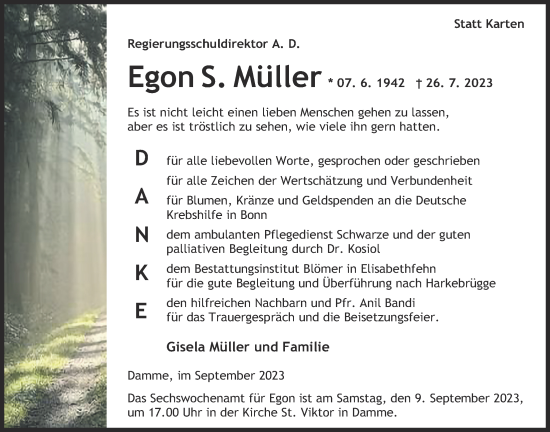 Anzeige von Egon S. Müller von OM-Medien