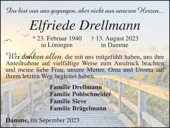 Anzeige von Elfriede Drellmann von OM-Medien
