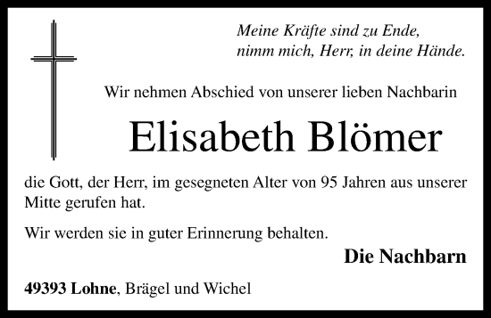 Anzeige von Elisabeth Blömer von OM-Medien