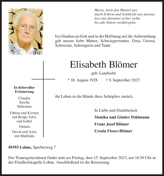 Anzeige von Elisabeth Blömer von OM-Medien