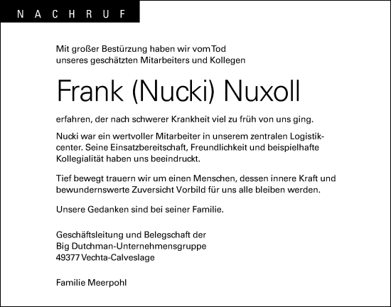 Anzeige von Frank Nuxoll von OM-Medien