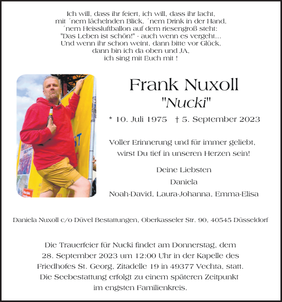 Anzeige von Frank Nuxoll von OM-Medien