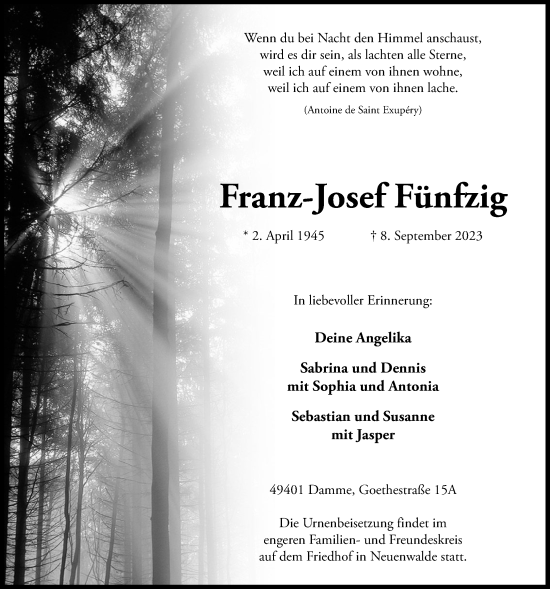 Anzeige von Franz-Josef Fünfzig von OM-Medien