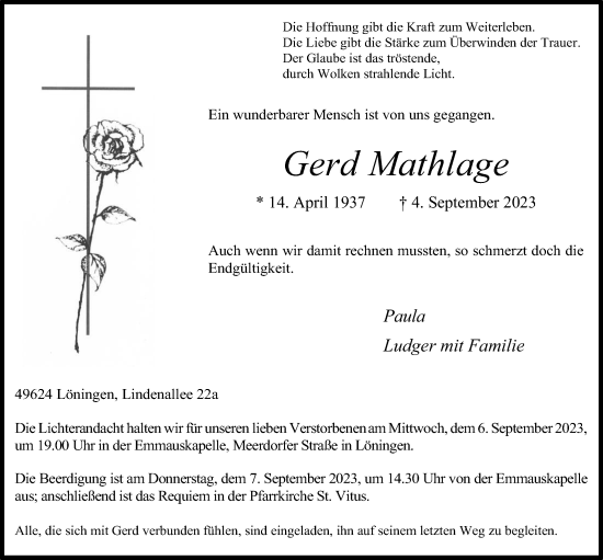 Anzeige von Gerd Mathlage von OM-Medien