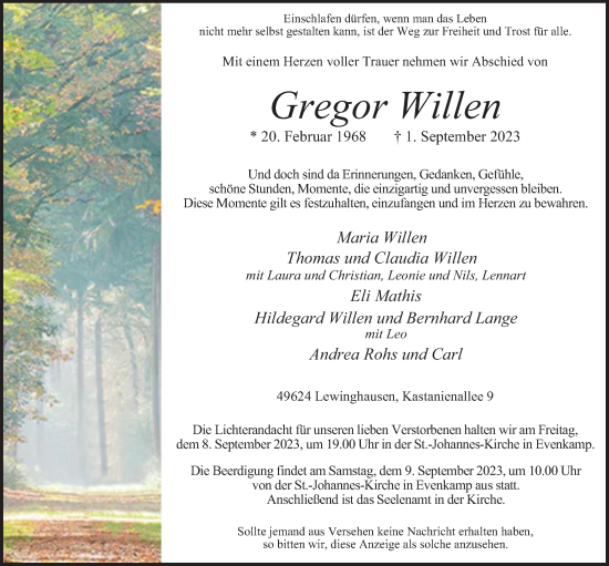 Anzeige von Gregor Willen von OM-Medien