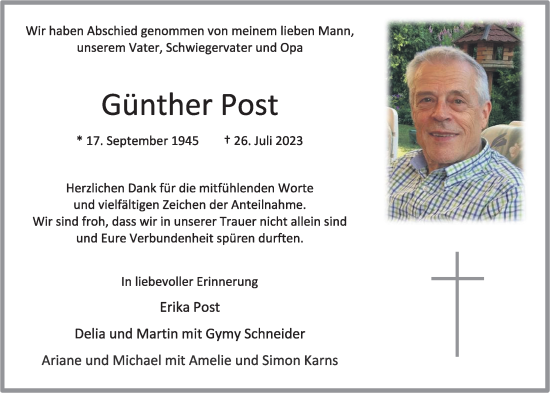 Anzeige von Günther Post von OM-Medien