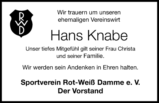 Anzeige von Hans Knabe von OM-Medien
