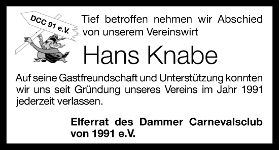 Anzeige von Hans Knabe von OM-Medien