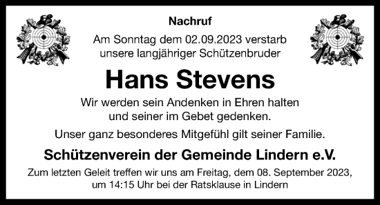 Anzeige von Hans Stevens von OM-Medien